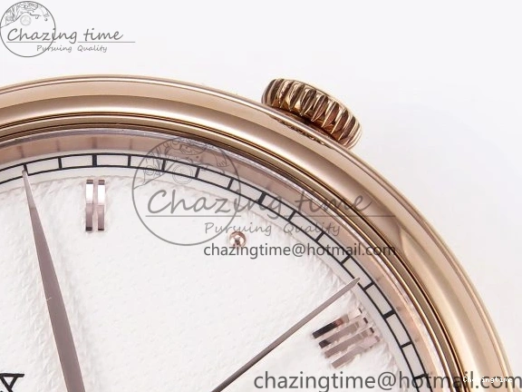 0203 Modern De Ville Date RG MKF 1:1 Best Edition White Textured Dial Roman Marker on Brown Leather Strap A 7752